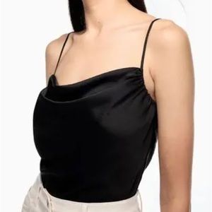 NWT Aritzia Wilfred Allusion Satin Camisole in Black Size M